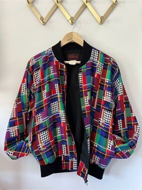 Bright Vintage Patterned Bomber Jacket